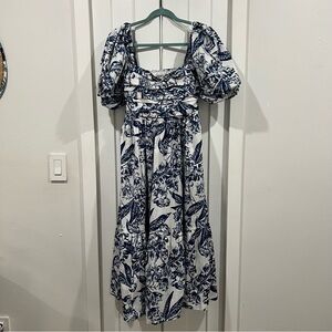 Abercrombie midi puff sleeve floral dress